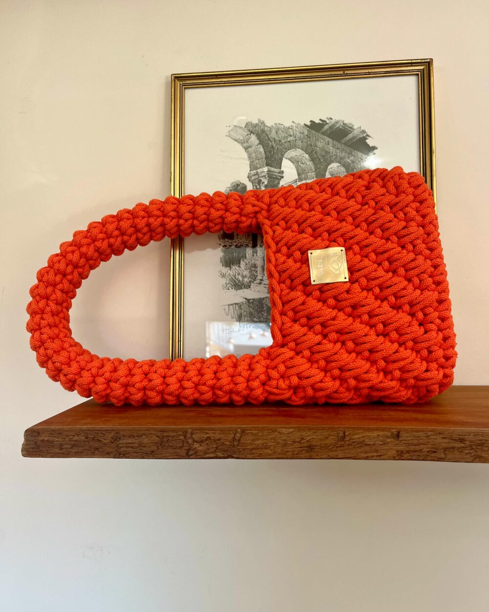 Sac à main Béryle coton orange fait main un brin