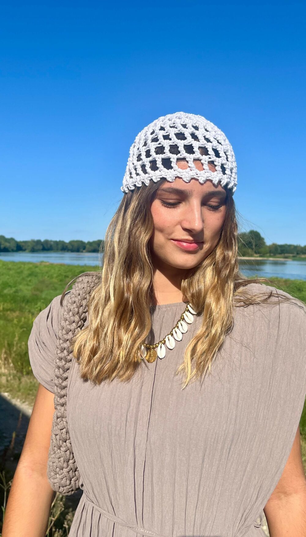 bonnet crochet coton blanc un brin création