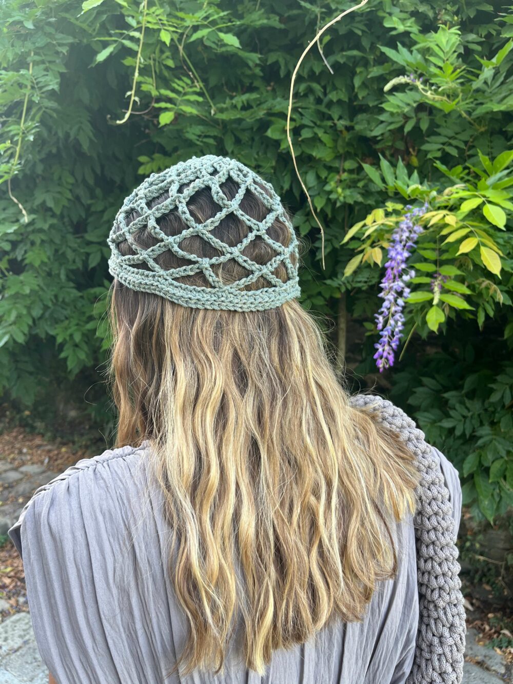 bonnet crochet coton kaki un brin création